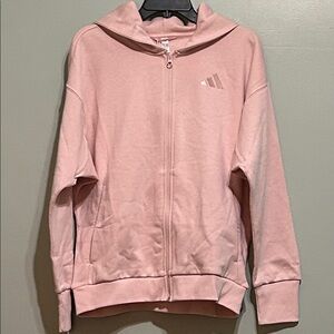 Adidas Soft Pink Full Zip-Up Hoodie Jacket Size L